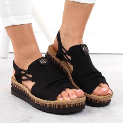 14. Comfortable Rieker W RKR677 black sandals