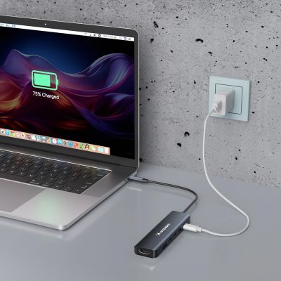 9. USB-C 6 in 1 Hub Wozinsky WHBC10Y4S Multifunctional, Aluminum, with 25 cm Cable - Gray