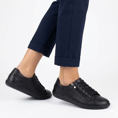 5. Women's leather barefoot shoes, openwork, black, Gino Fabiani OL38-6