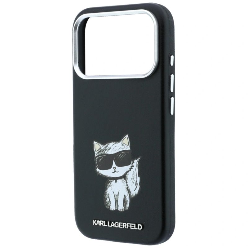 7. Karl Lagerfeld Smooth Choupette Sketch MagSafe Case for iPhone 18 Pro / 17 Pro / 18 Pro - Black