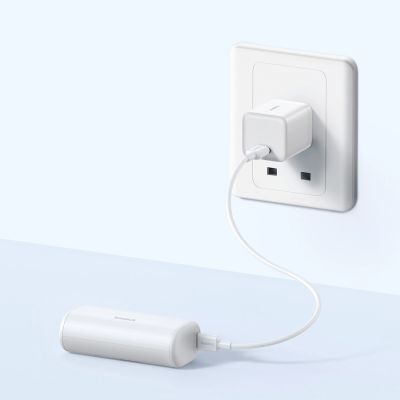 9. Baseus Compact 5000mAh 20W Powerbank with Lightning Connector and USB-C Socket - White