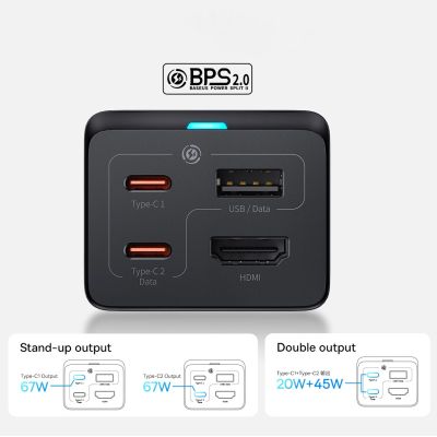 12. Baseus fast charger GaN5 Pro HUB HDMI 2 x USB-C / USB-A / HDMI 4K 30Hz 1.5m black + USB-C cable - USB-C 100W 40Gb/s (USB4) 1m (CCGP110201)