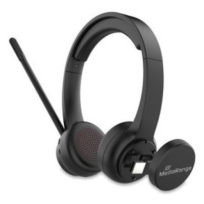 3. MediaRange MROS307 Headphones/Headset Wireless Headband Calls/Music USB Type-C Bluetooth Black