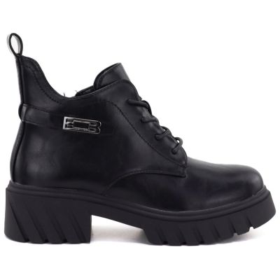 2. Women’s black ankle boots with block heel and platform, Jezzi MR2502-3