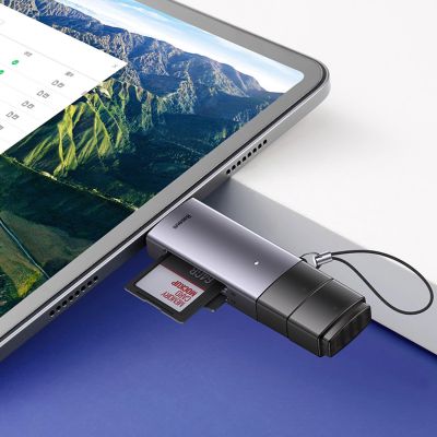 9. Baseus Lite Series USB-A/USB-C 3.0 SD/TF Card Reader - Gray