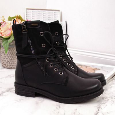 4. Jezzi W JEZ254A lace-up and zipper work boots, black