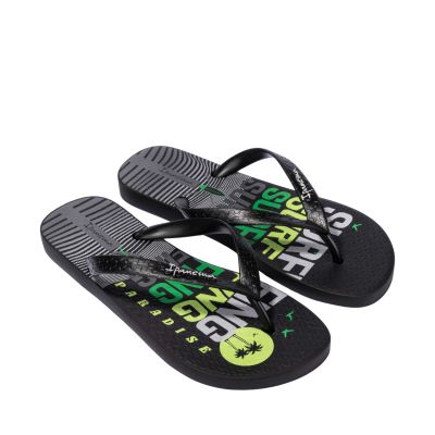 7. Ipanema Graphics Men's Flip-Flops Black and Green 83532-AP253