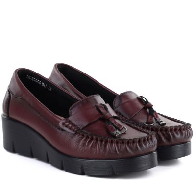 3. Vinceza 39990 Burgundy Leather Wedge Moccasins