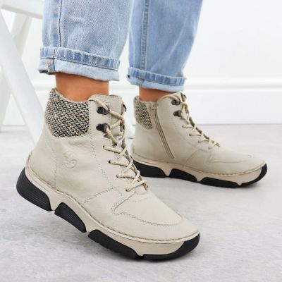 11. Comfortable Beige Women’s Ankle Boots Rieker 45955-60