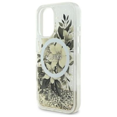 6. Guess Liquid Glitter Flower MagSafe case for iPhone 16 - beige