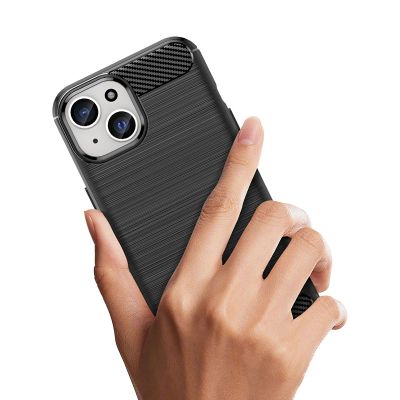 4. Flexible Carbon Case with a carbon pattern for iPhone 15 - blue
