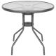 23. GARDEN FURNITURE SET ROUND TABLE 4 CHAIRS AND UMBRELLA DARK GREY