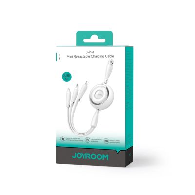 2. Joyroom Colorful Series S-A40 Cable Retractable 3in1 USB-A - USB-C / Lightning / Micro USB 1m - White