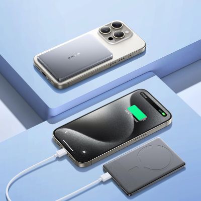 17. Powerbank Joyroom JR-PBM08 5000mAh 20W ultra-thin with inductive charging - gray