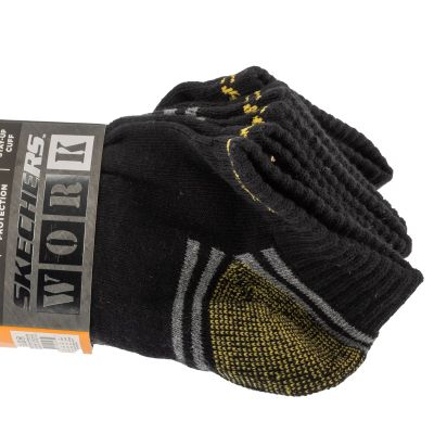 2. Skechers 3pk Terry Train Work Socks S102684-BLK Black 41-46