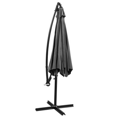 10. 300CM FOLDING GARDEN UMBRELLA ON A BOOM, ANTHRACITE GREY