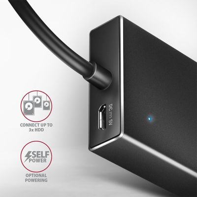 6. Axagon HUE-F7A 7x USB 3.2 Gen 1 ALU FLAT hub micro power IN 1m USB-A USB 3.2 Gen 1 (3.1 Gen 1) Type-A 5000 Mbit/s Black