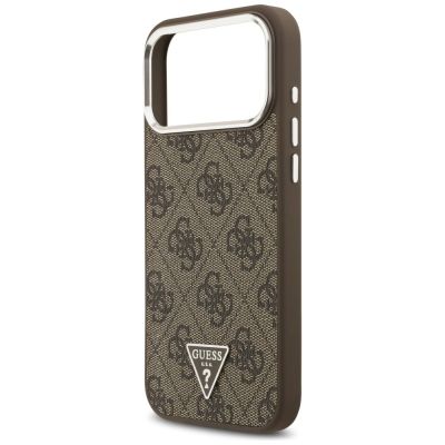 6. Guess 4G Triangle Logo MagSafe Case for iPhone 18 Pro Max / 17 Pro Max - Brown & Silver