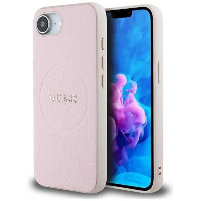 Guess Grained Ring MagSafe iPhone 16e Case - Pink