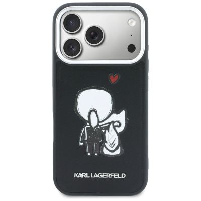 3. Karl Lagerfeld Karl & Choupette Back Logo MagSafe Case for iPhone 17 Pro Max - Black