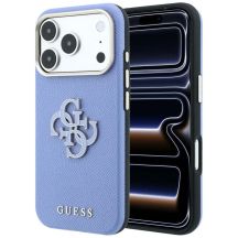 Guess Grained & Big Resin Logo case for iPhone 18 Pro / 17 Pro - blue