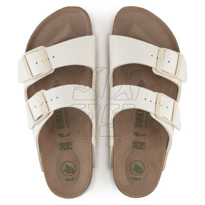 8. Birkenstock Arizona Vegan Women Textile Narrow Eggshell Flip-Flops for Narrow Feet Vegan (1022679)