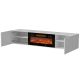 6. LARA TV cabinet 183x35x37 white matt + black fireplace