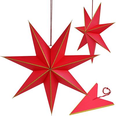 DECORATIVE HANGING PAPER STAR FSC 18x60CM RED 7 ARMS MICA