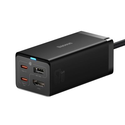 2. Baseus fast charger GaN5 Pro HUB HDMI 2 x USB-C / USB-A / HDMI 4K 30Hz 1.5m black + USB-C cable - USB-C 100W 40Gb/s (USB4) 1m (CCGP110201)