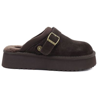2. Women's leather insulated flip-flops on a chocolate platform Big Star UU274697