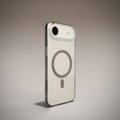 8. Puro Lite Mag TPU+PC Case Compatible with MagSafe for iPhone 17 Air - Transparent with Brown Ring