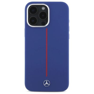 3. Mercedes Silicone Red Stripe MagSafe Case for iPhone 16 Pro Max - Navy Blue