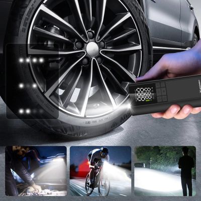 12. Wozinsky WPEP-8000 compressor, electric pump, 8000mAh power bank, flashlight - black