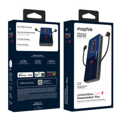 5. Mophie Powerstation Plus 10K Red Bull Racing MV1 Power Bank – 10000mAh power bank with integrated USB-C and Lightning cables (1x USB-C port)