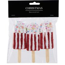 ICE CREAM HANGING DECORATION BALL 3 PCS RED