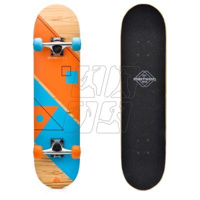 6. METEOR WOODEN SKATEBOARD orange/blue