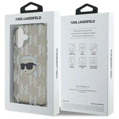 7. Karl Lagerfeld IML Karl Head Electroplated iPhone 16 Case - Black