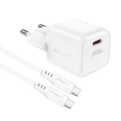 4. Acefast A77 Mini PD 30W GaN wall charger + USB-C cable - white