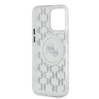 7. Karl Lagerfeld IML Monogram Karl & Choupette Head MagSafe iPhone 15 Pro Case - Clear