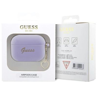 4. Guess GUAP2LSCHSU AirPods Pro 2 cover purple/purple Silicone Charm Heart Collection