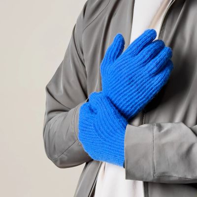 4. Braided telephone gloves with cutouts for fingers - blue