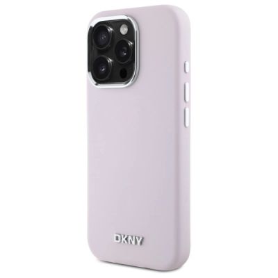 2. DKNY Liquid Silicone Small Metal Logo MagSafe iPhone 16 Pro Case - Pink