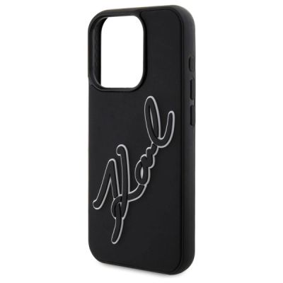 6. Karl Lagerfeld 3D Rubber Signature Case for iPhone 15 Pro Max - Black