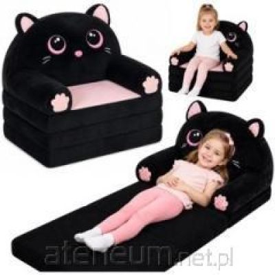 Reclining Armchair Sofa Couch Kitten 2in1 For Children Soft Plush Black