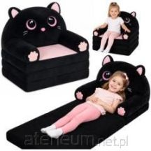 Reclining Armchair Sofa Couch Kitten 2in1 For Children Soft Plush Black