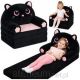 Reclining Armchair Sofa Couch Kitten 2in1 For Children Soft Plush Black