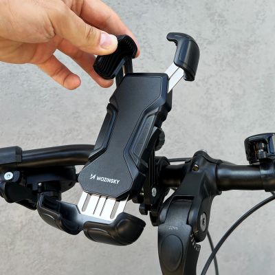 12. Wozinsky strong phone holder for bicycle, motorcycle, scooter handlebars, black (WBHBK6)