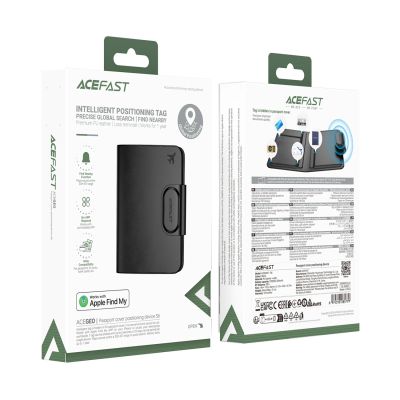 8. Acefast S6 Bluetooth Passport Case-Compatible with Apple Find My - Black