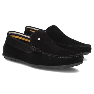 4. Men's leather moccasins, black suede, Filippo MP923