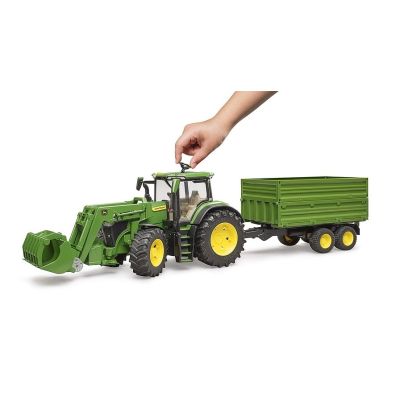 6. John Deere 7R 350 tractor with front loader and 2-axle trailer 03155 BRUDER